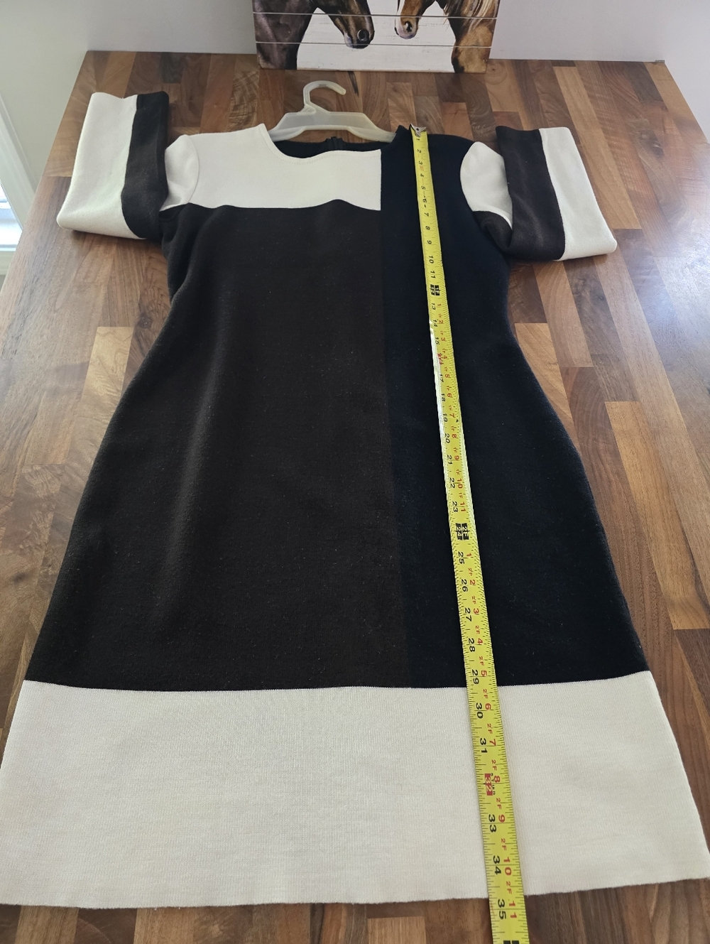 St John Wool blend brown black and white color block sheath dress size 8 - Picture 8 of 10